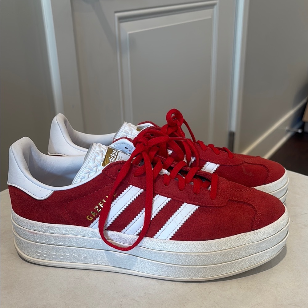 Adidas Red and White Classic Sneakers
